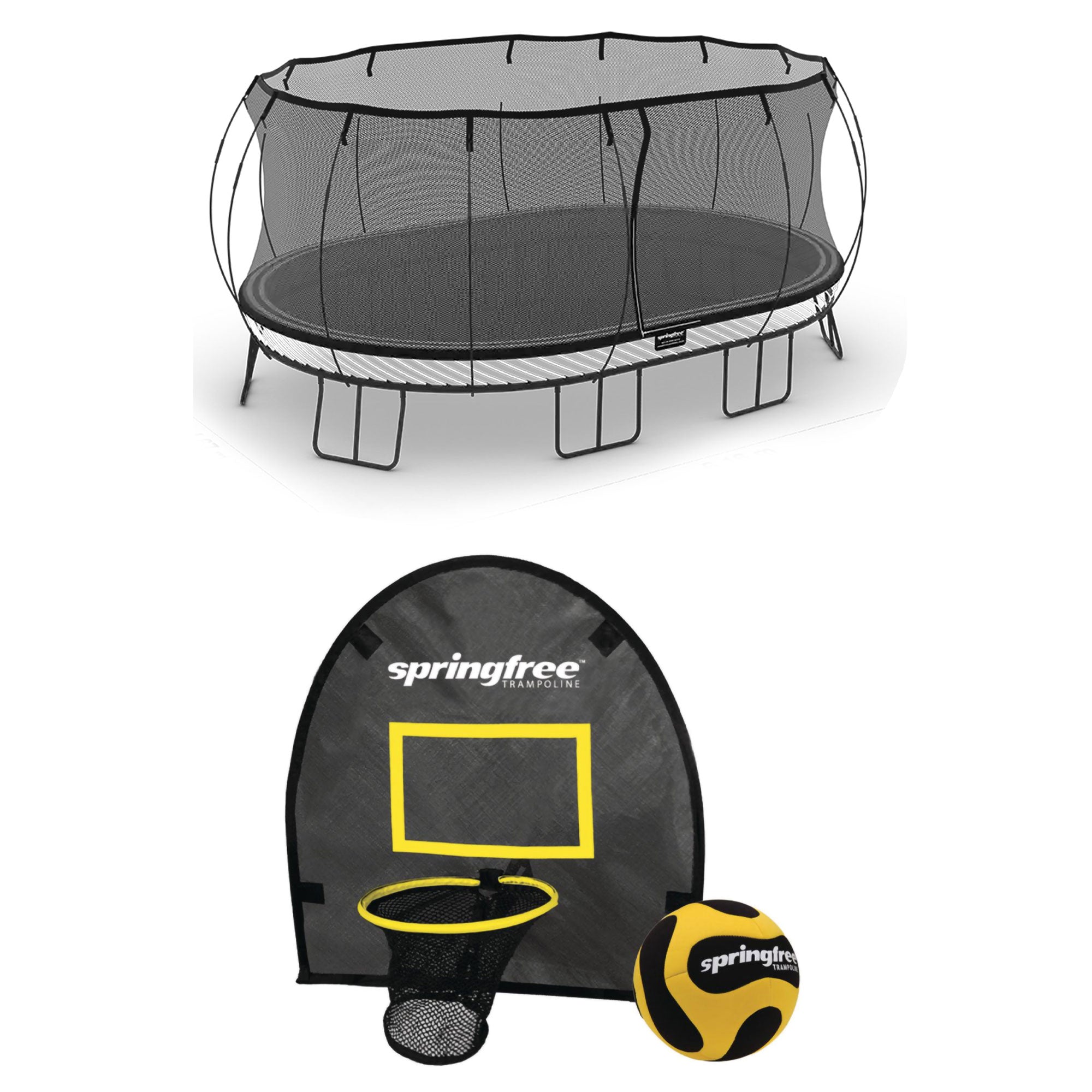 Springfree Trampoline 12' x 19' Oval Trampoline w/Basketball FlexrHoop Accessory - VMInnovations