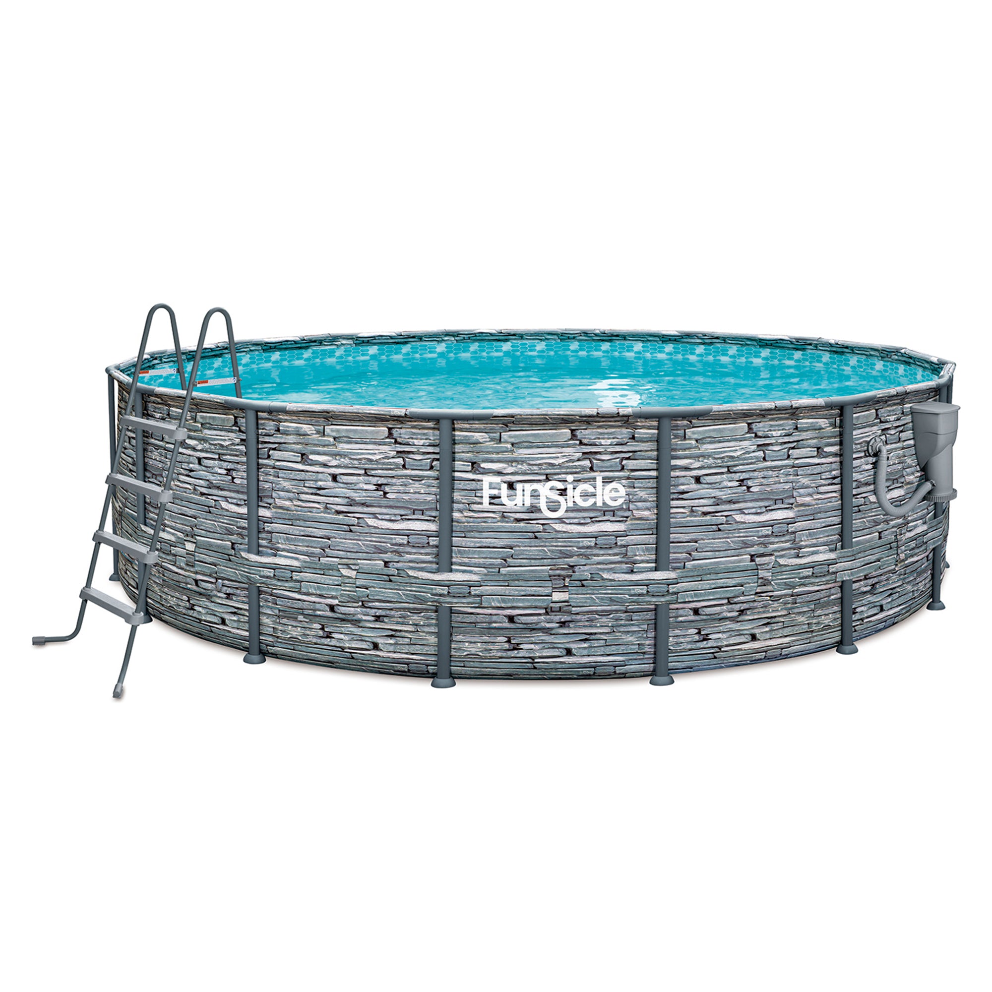 Funsicle 16' x 48" Oasis Round Frame Swimming Pool with 16' Debris Cover, Stone - VMInnovations