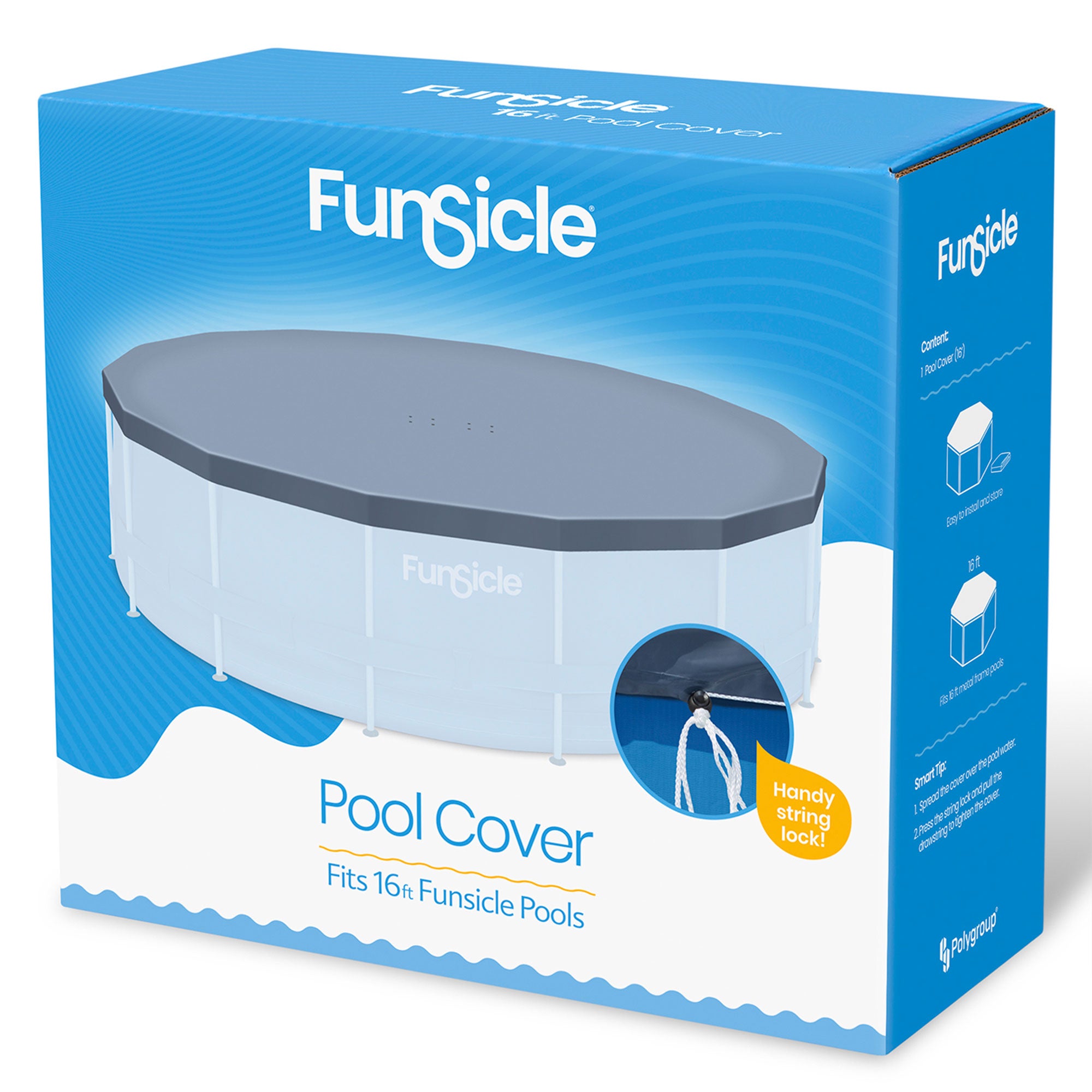 Funsicle 16' x 48" Oasis Round Frame Swimming Pool with 16' Debris Cover, Stone - VMInnovations