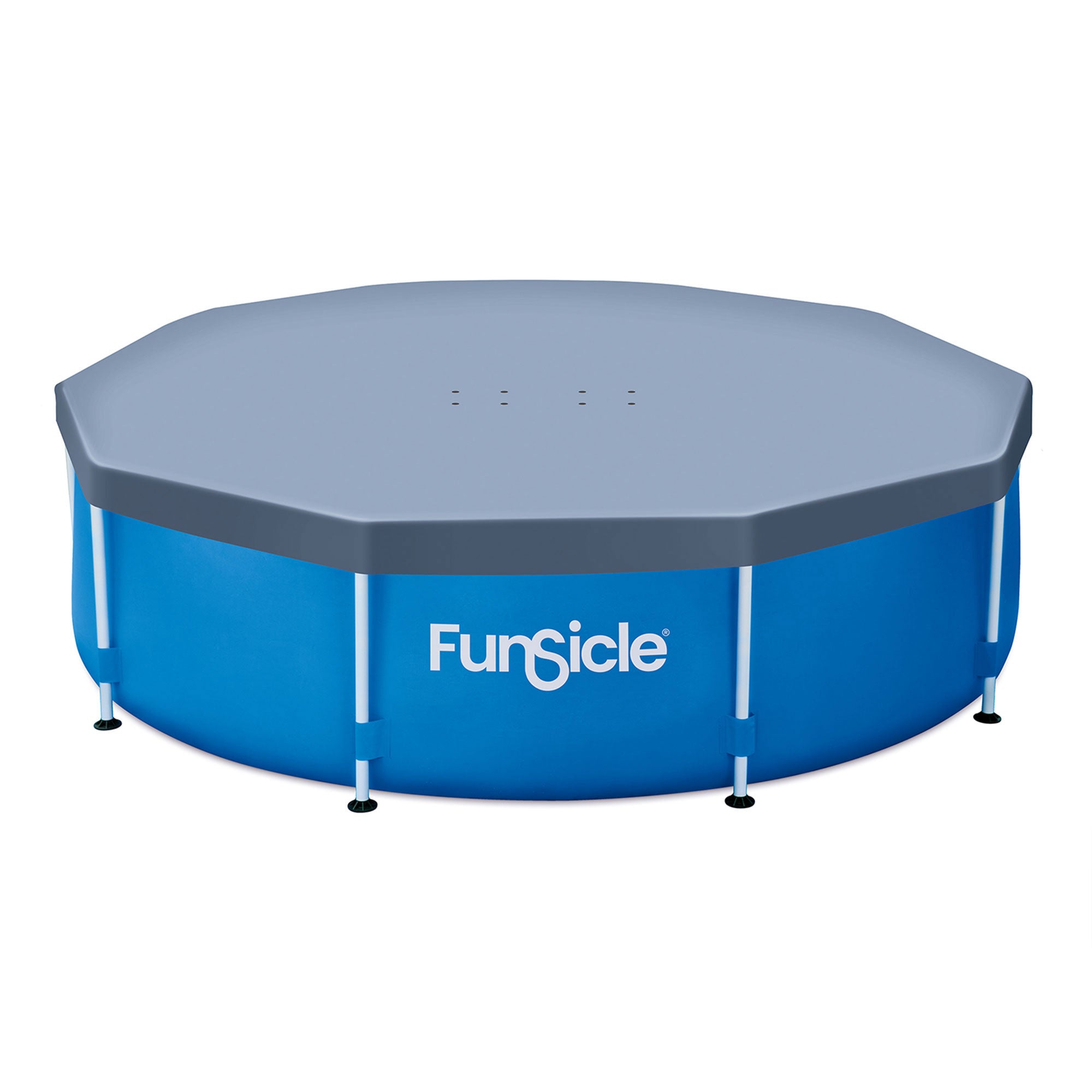 Funsicle 10' x 30" Outdoor Activity Round Frame Pool with 10' Debris Cover, Blue - VMInnovations