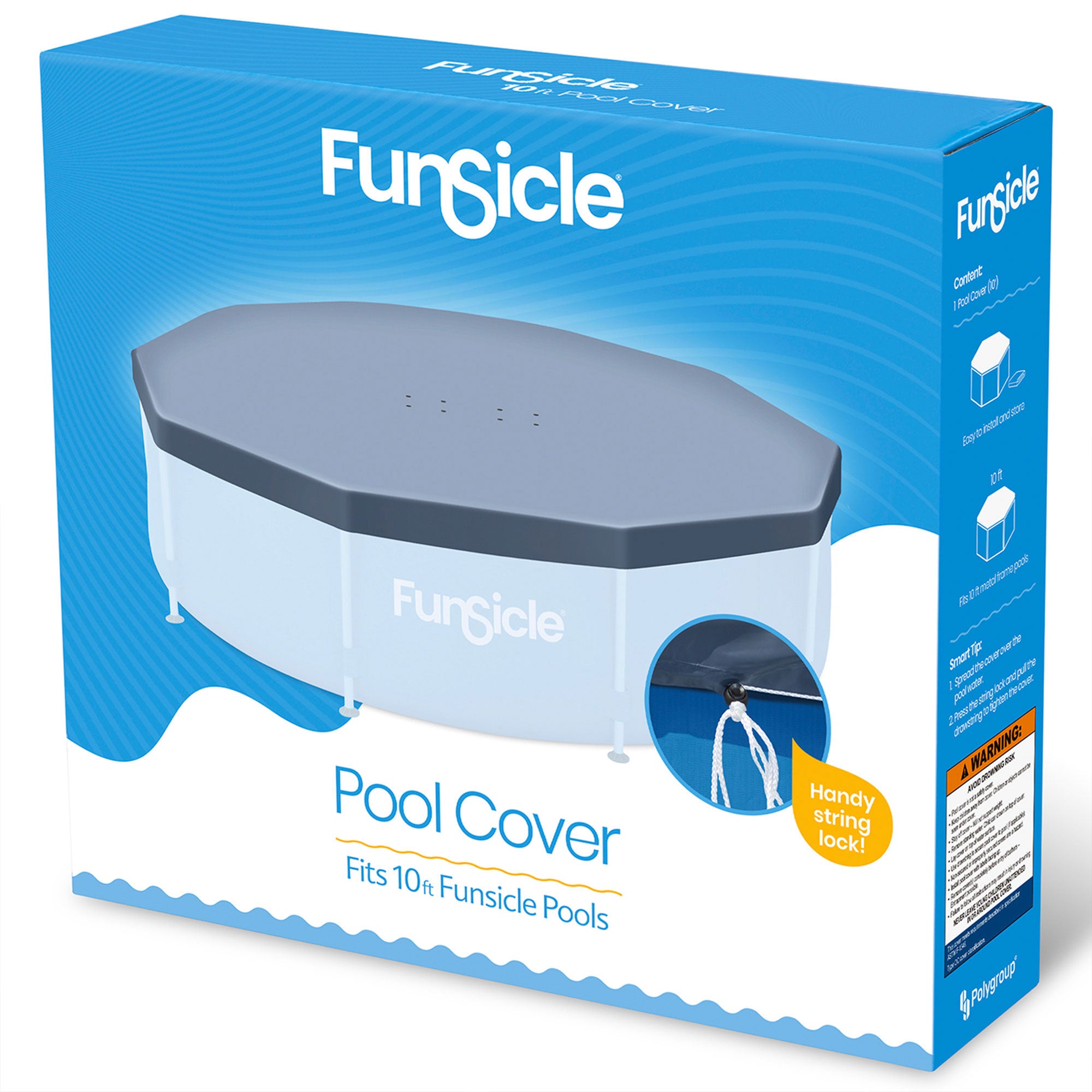 Funsicle 10' x 30" Outdoor Activity Round Frame Pool with 10' Debris Cover, Blue - VMInnovations