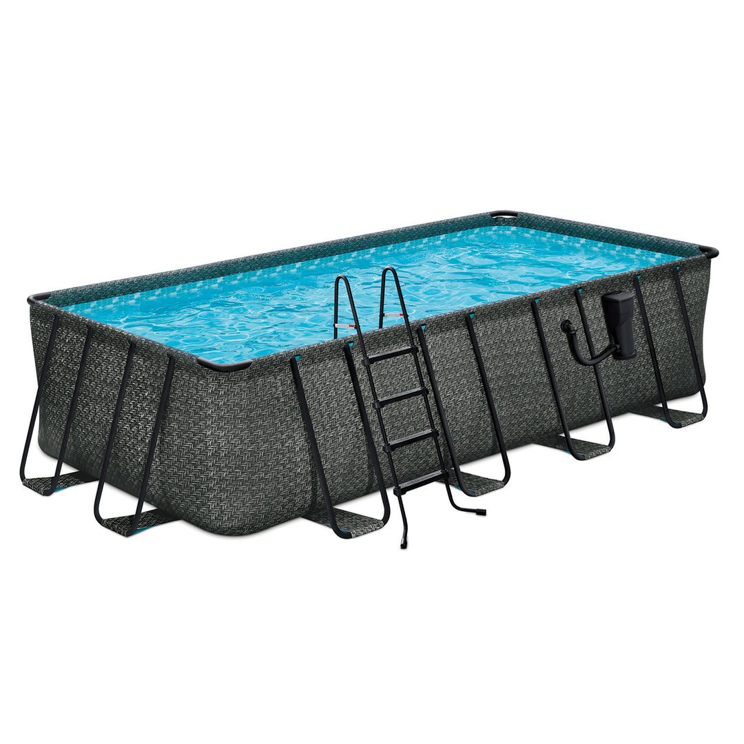 Funsicle 18' x 9' x 52" Oasis Rectangular Swimming Pool Set with 18' Cover, Gray - VMInnovations