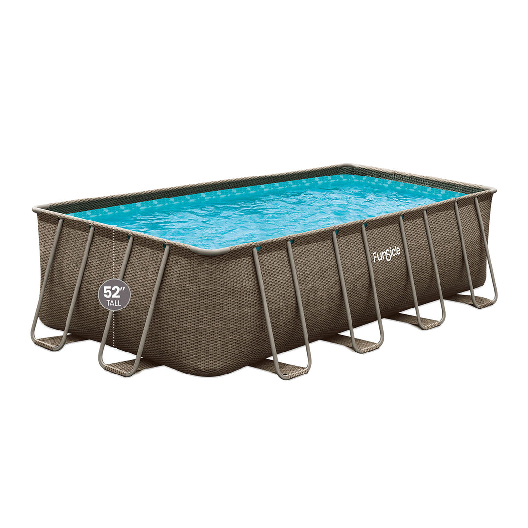 Funsicle 18'x9'x52" Oasis Rectangular Swimming Pool Set with 18' Cover, Brown - VMInnovations