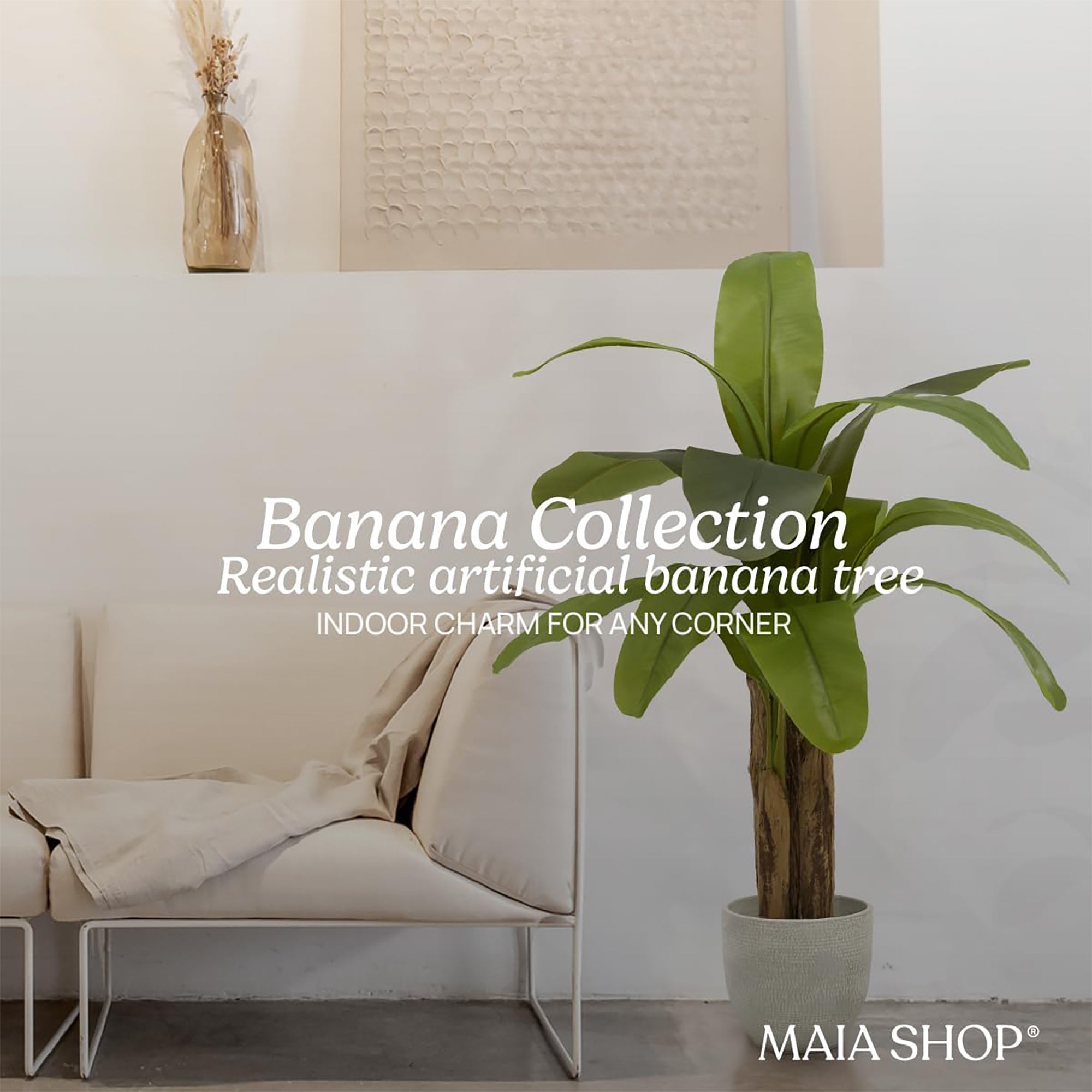 Maia Shop Artificial Banana Tree 4ft Tall Tropical Home Decoration, 47" (Used) - VMInnovations