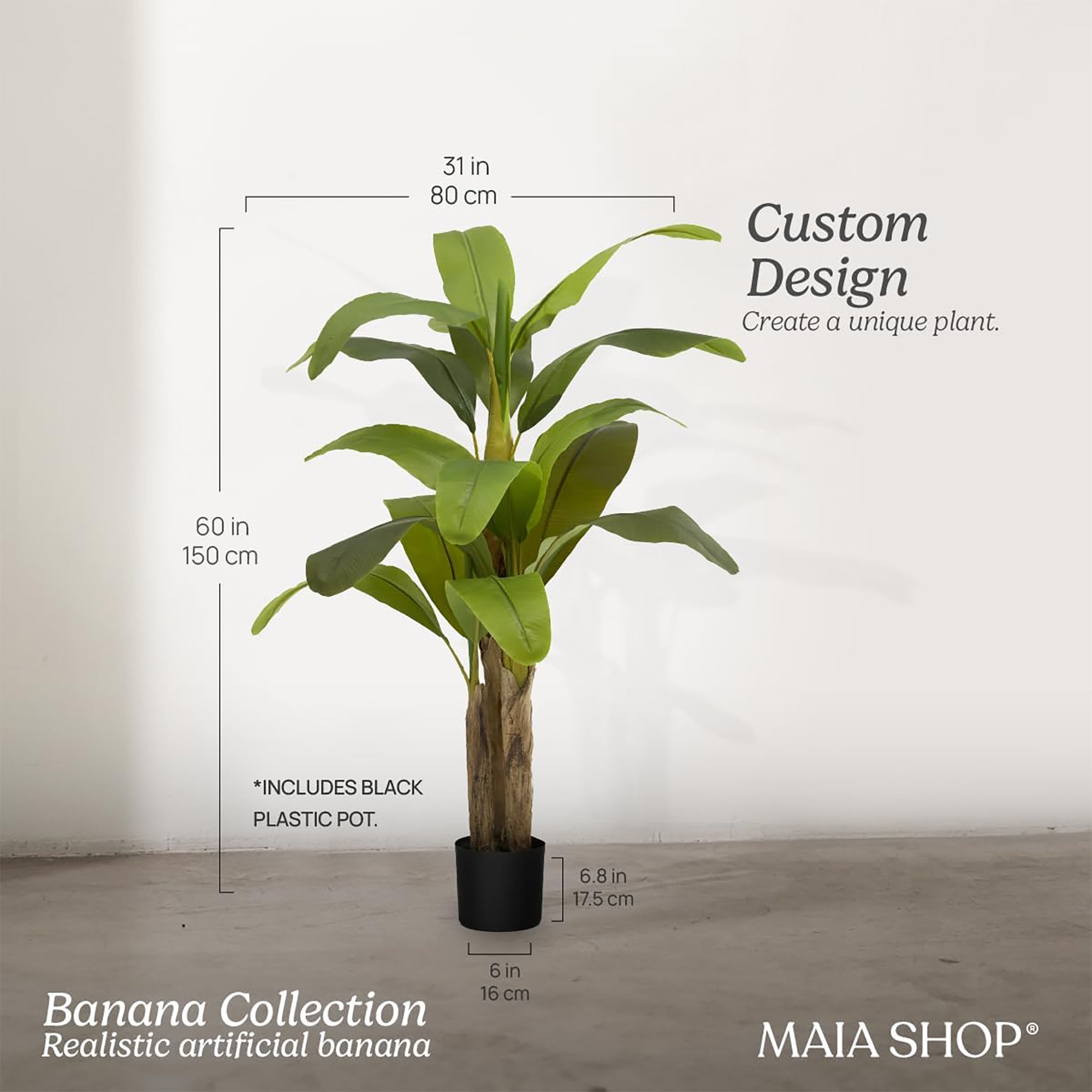 Maia Shop Artificial Banana Tree 5 Feet Tall Tropical Home Decoration, 60 Inches - VMInnovations