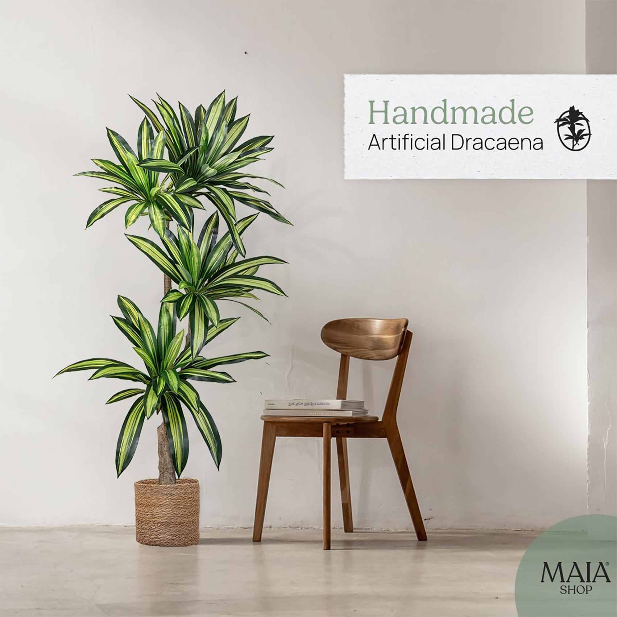 Maia Shop Artificial Dracaena Tree 5.5 ft. Tall Tropical Home Decoration, 67 In. - VMInnovations