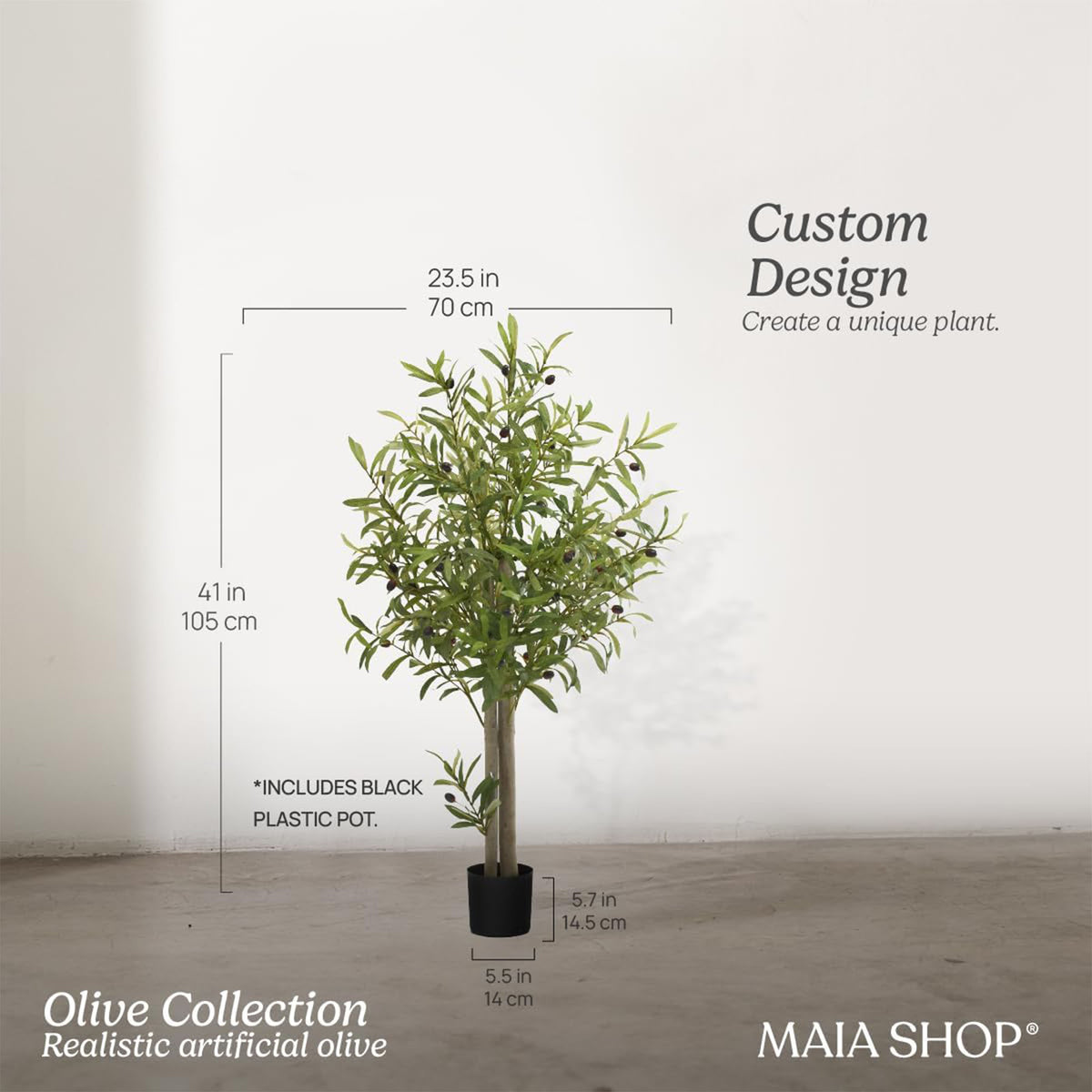Maia Shop Artificial Olive Tree 3.5ft Tall Potted Home Decoration, 41"(Open Box)