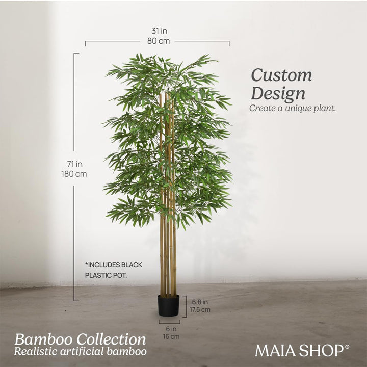 Maia Shop Artificial Bamboo Tree 6 Feet Tall Potted Home Decoration, 71 Inches - VMInnovations