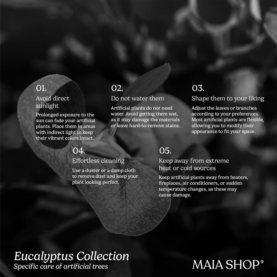 Maia Shop Artificial Eucalyptus Tree 6' Tall, Fake Tree with Natural Wood Trunk - VMInnovations