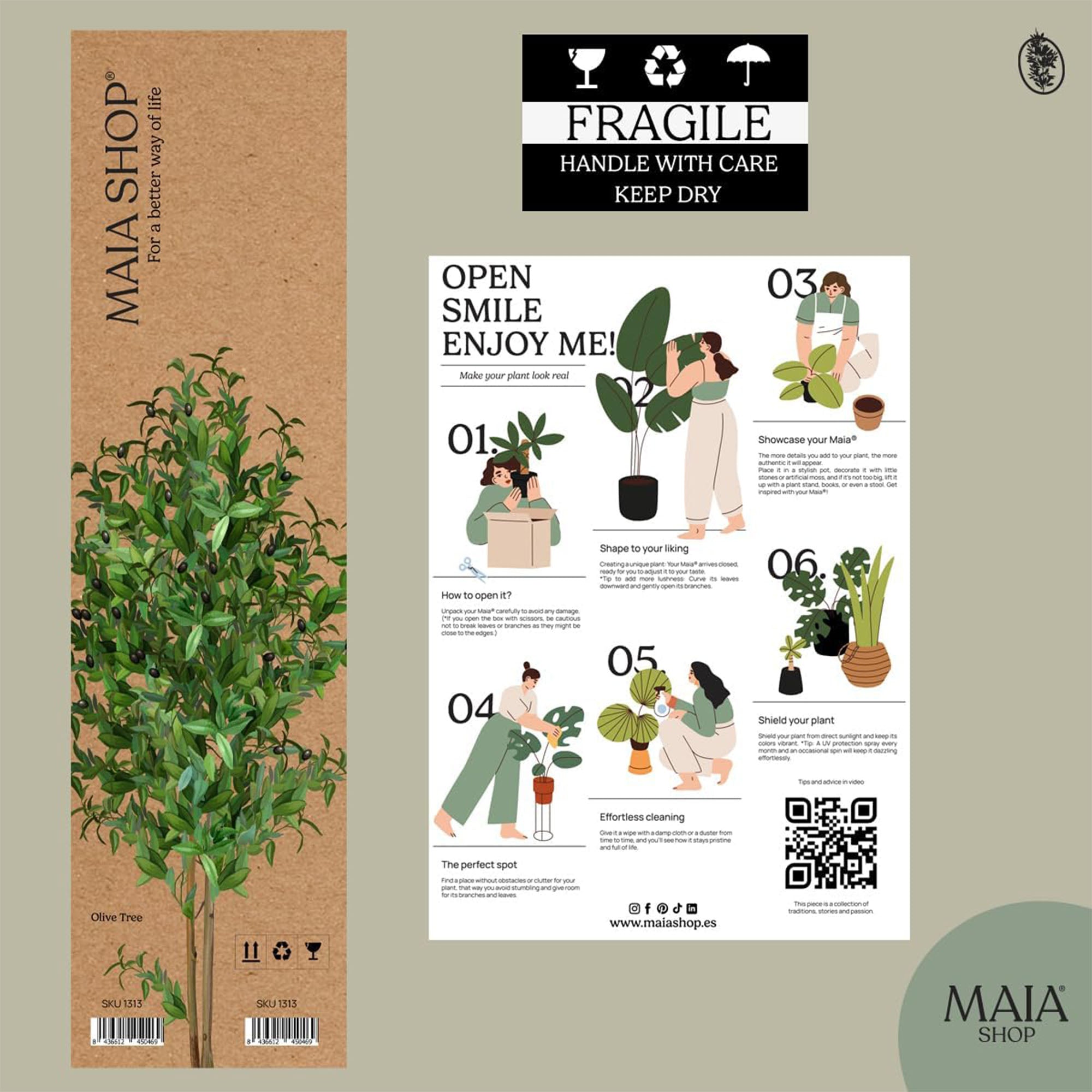 Maia Shop Artificial Olive Tree 5ft Tall Potted Home Decoration, 60" (Open Box)