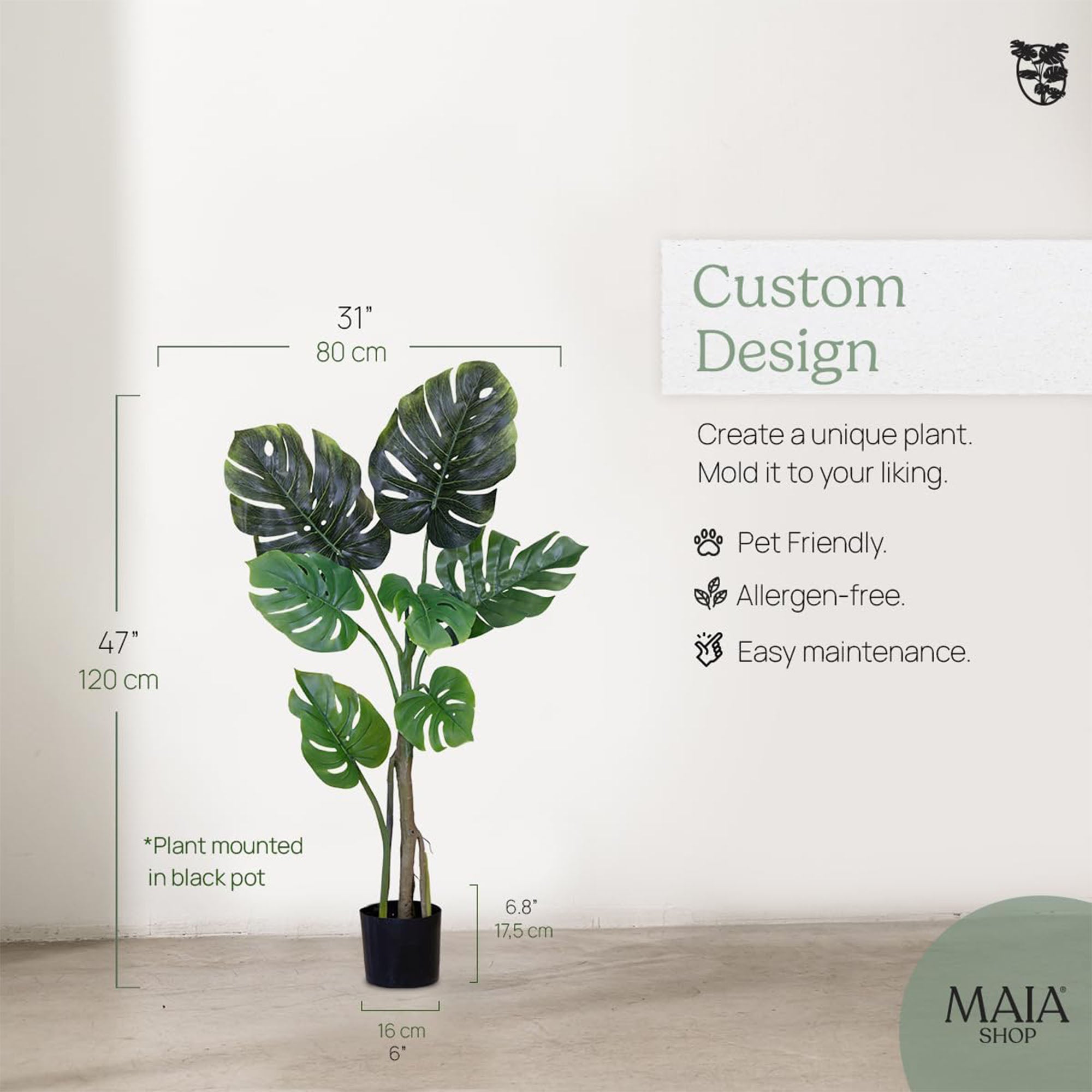 Maia Shop Artificial Monstera Palm Tree Home Decoration, 47 Inches (Used) - VMInnovations