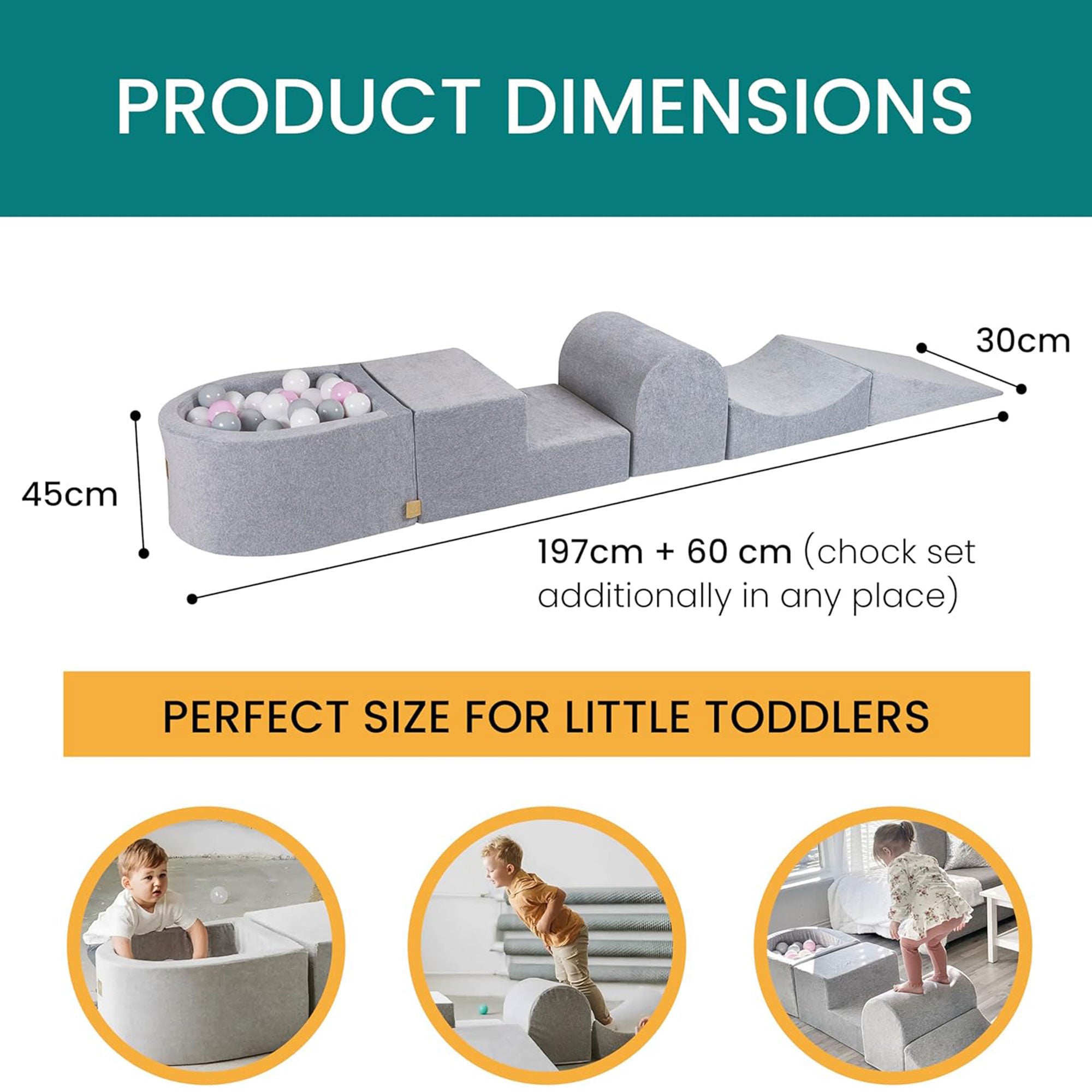 MeowBaby 4 Element Baby Foam Blocks Ball Pit with 100 Balls, Light Gray (Used) - VMInnovations