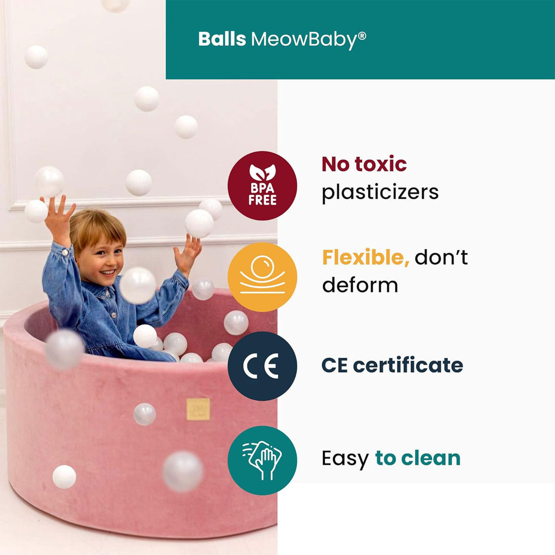 MeowBaby Round 35 x 11.5 Inch 3 Element Baby Foam Ball Pit with 200 Balls, Beige - VMInnovations