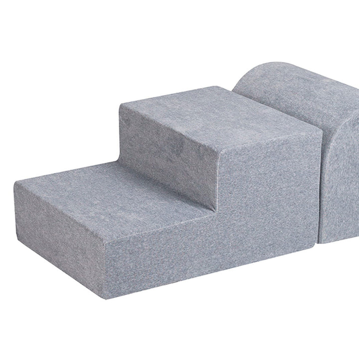 MeowBaby 3 Elements Soft Foam Climbing Blocks Playset with Velvet Cover, Gray - VMInnovations