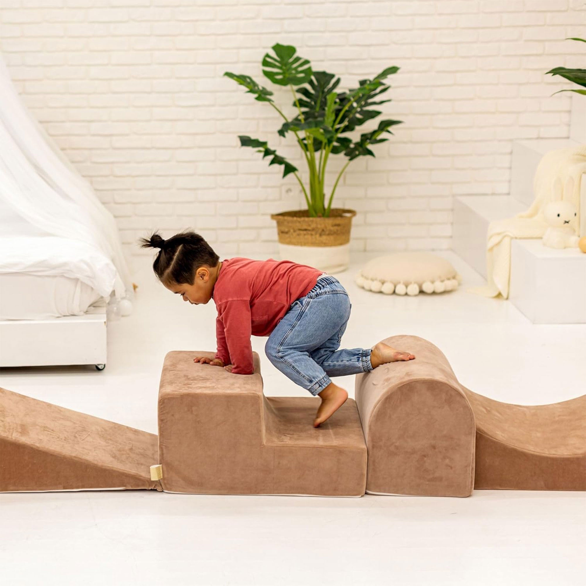 MeowBaby 4 Elements Soft Foam Blocks Playset with Velvet Covers, Light Gray - VMInnovations