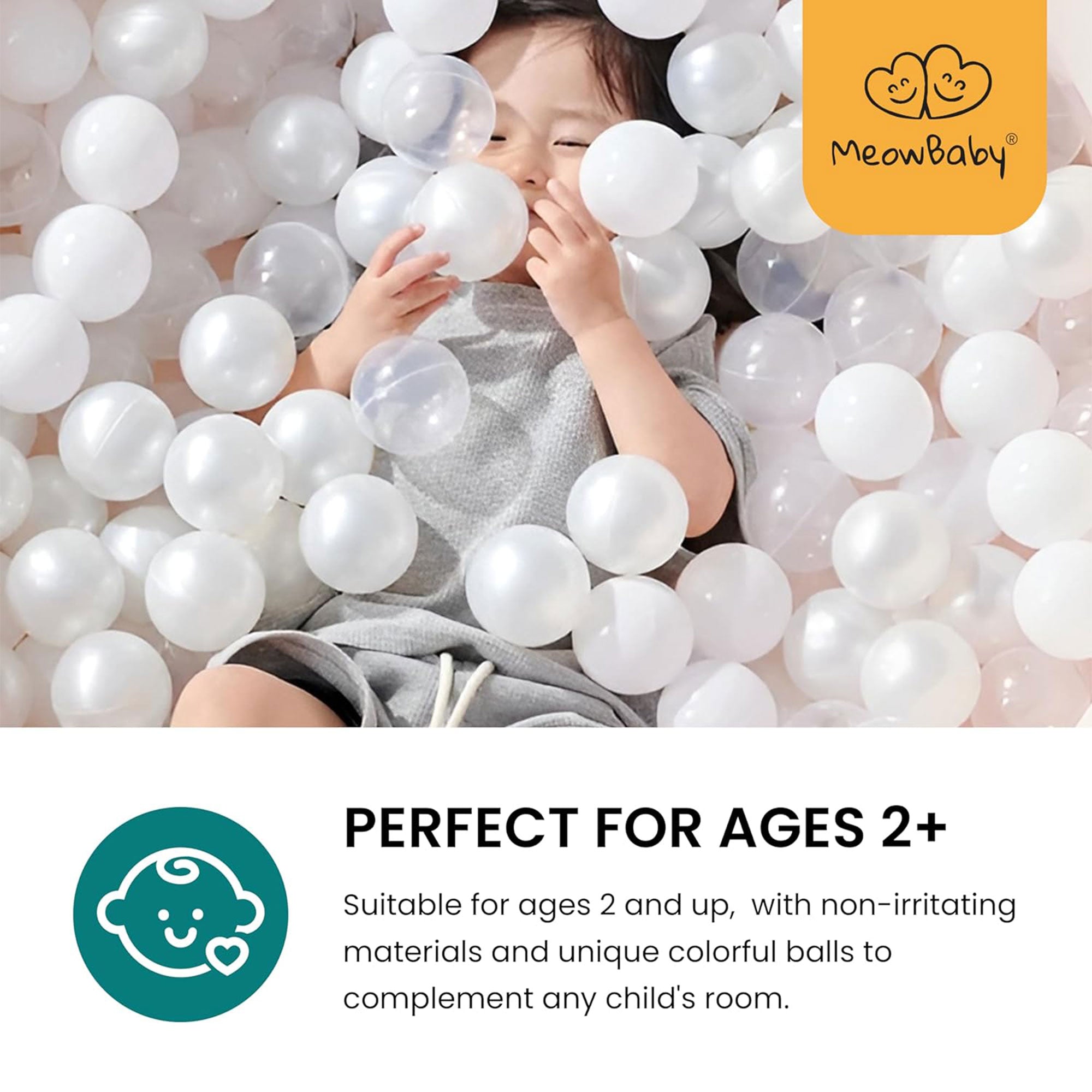 MeowBaby Soft Round 35 x 11.5 Inch Baby Foam Ball Pit with 200 2.75 Inch Balls - VMInnovations