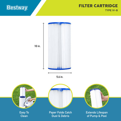 Bestway Flowclear Type IV & B Pool Filter Pump Replacement Cartridge (4 Pack)