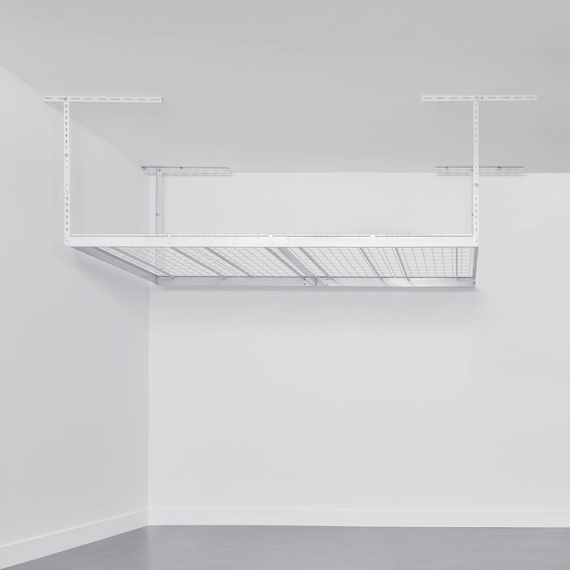 MonsterRax 2' x 8' Overhead Garage Storage Rack Holds Up to 350 lbs, White(Used) - VMInnovations