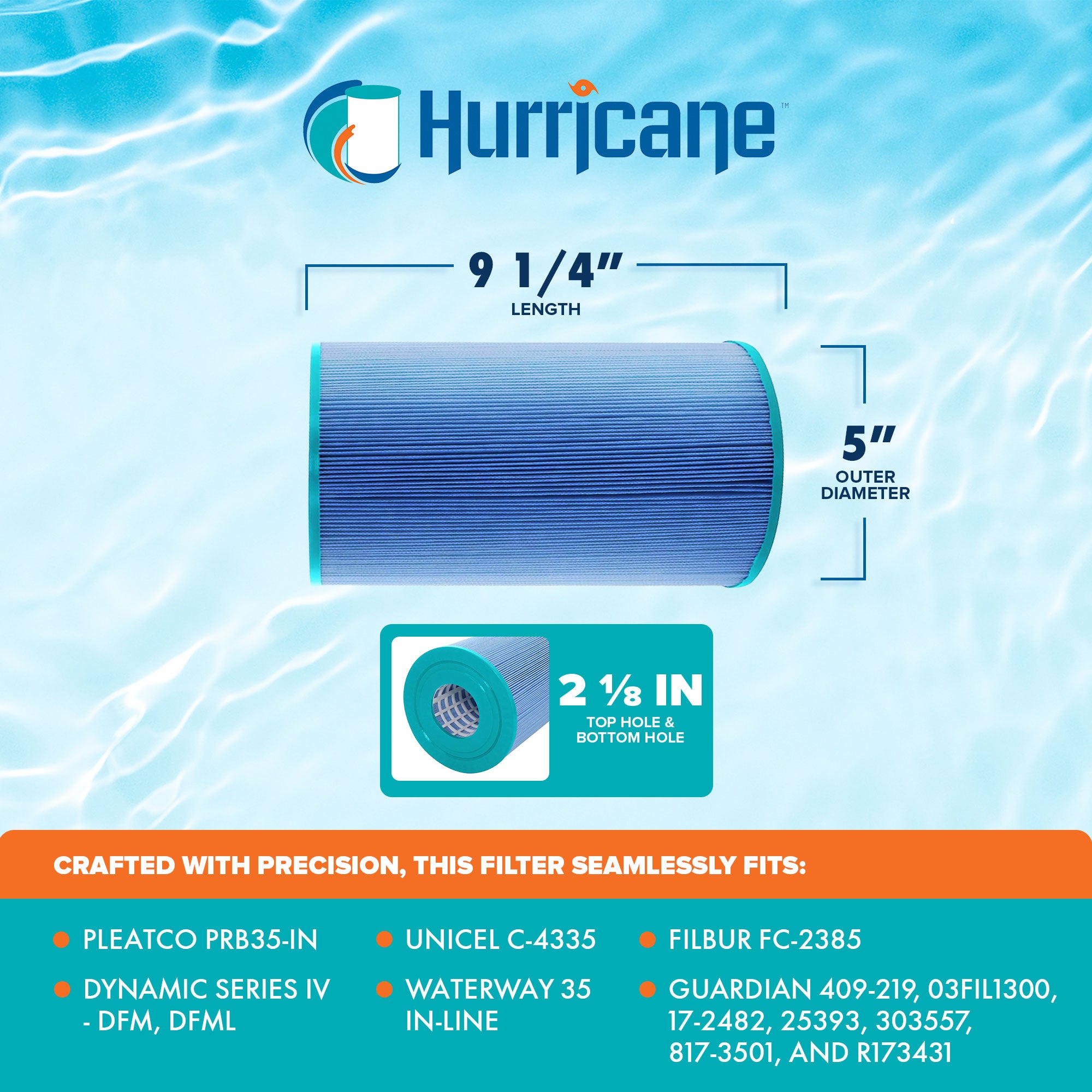 Hurricane 2 Pack HF4335-1M Elite Aseptic Pool Spa Filter Cartridge Replacement - VMInnovations