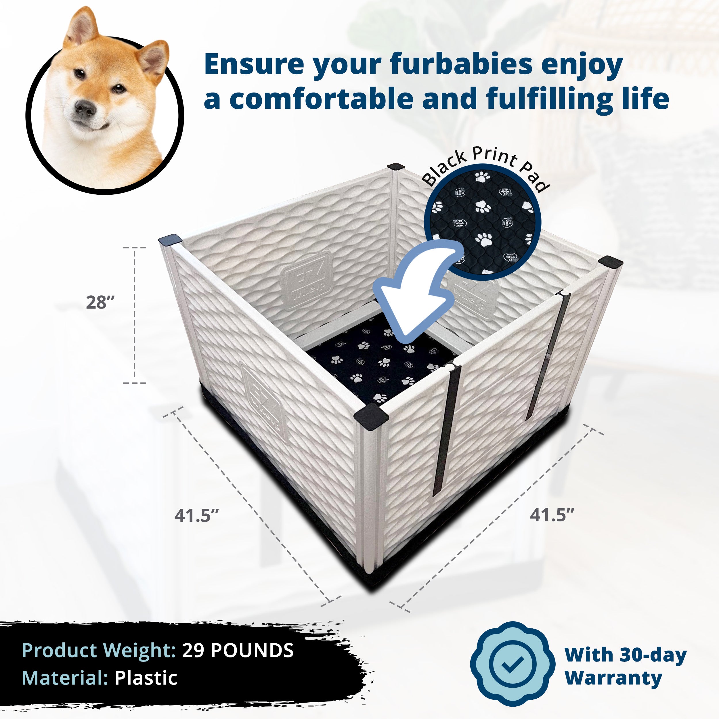 EZwhelp EZclassic 38" x 38" Puppy Dog Whelping Box Playpen with Rails & Liner - VMInnovations