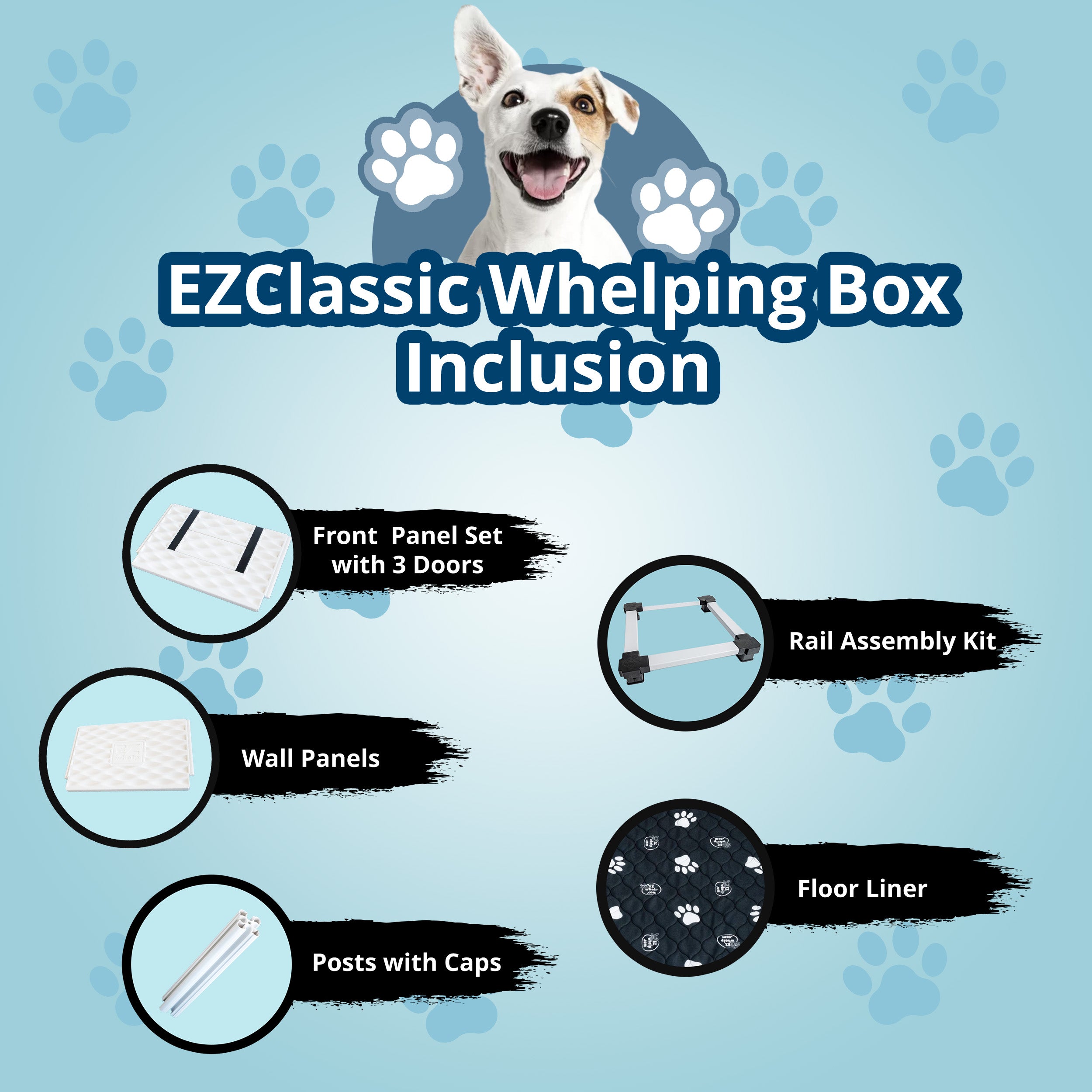 EZwhelp EZclassic 38" x 38" Puppy Dog Whelping Box Playpen with Rails & Liner - VMInnovations