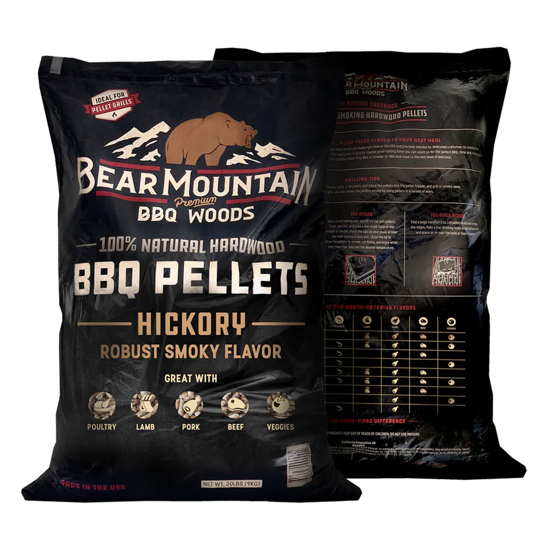 Bear Mountain All Natural Hickory BBQ Pellets w/Robust Smoky Flavor, 33 Pounds - VMInnovations