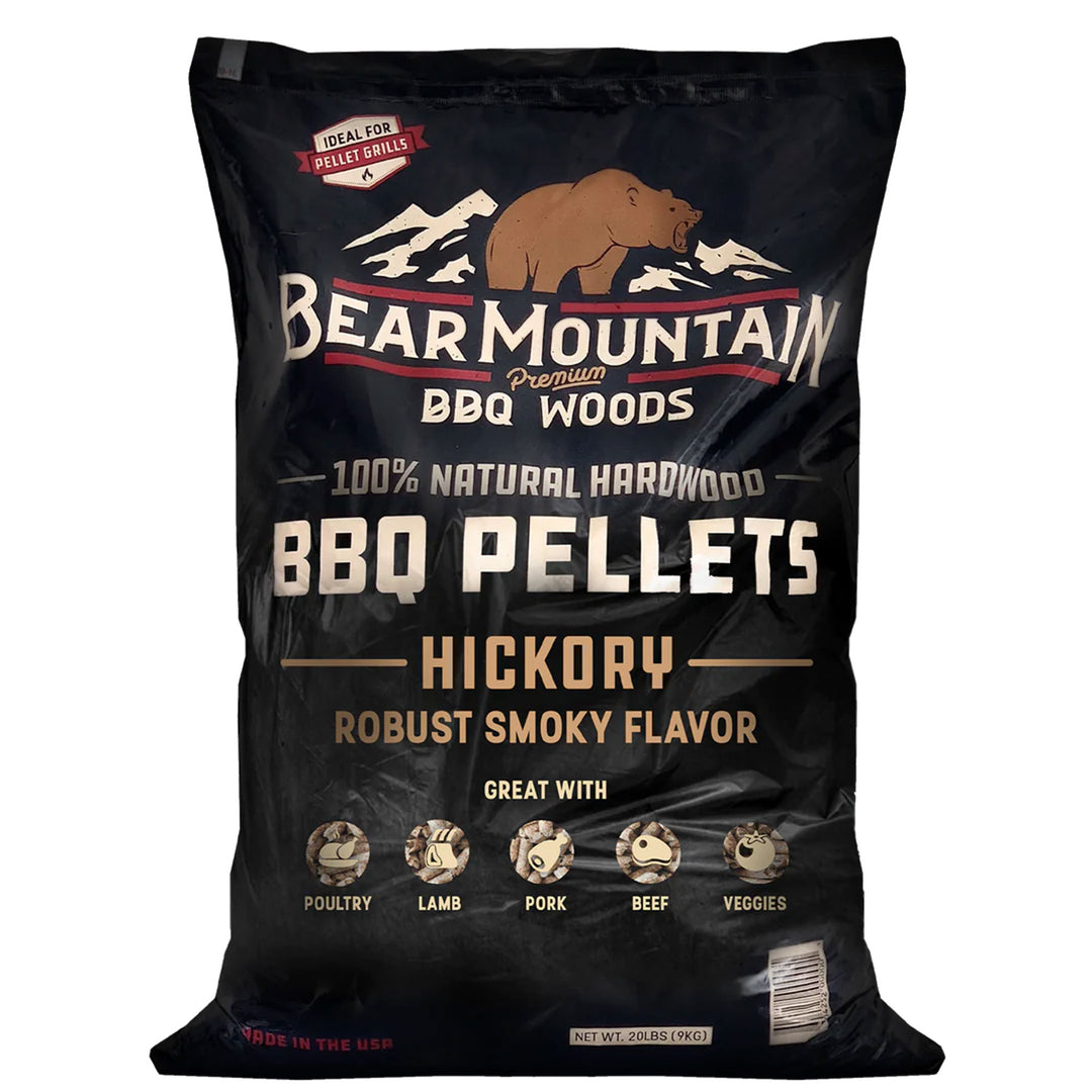 Bear Mountain All Natural Hickory BBQ Pellets w/Robust Smoky Flavor, 33 Pounds - VMInnovations