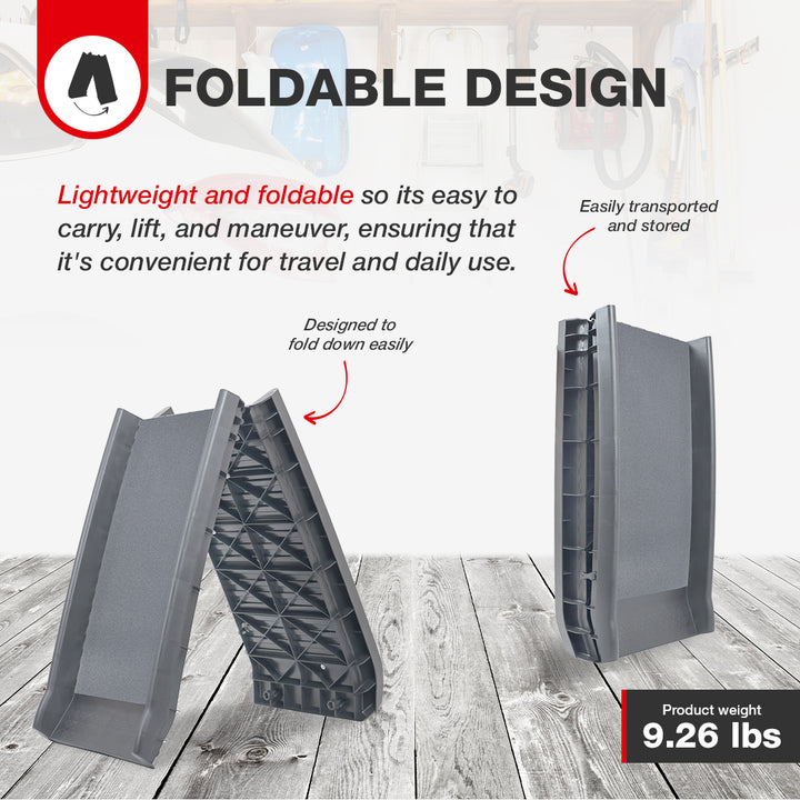 Elevon Folding Pet Ramp, Portable Lightweight, High Traction Surface, 62", Gray - VMInnovations
