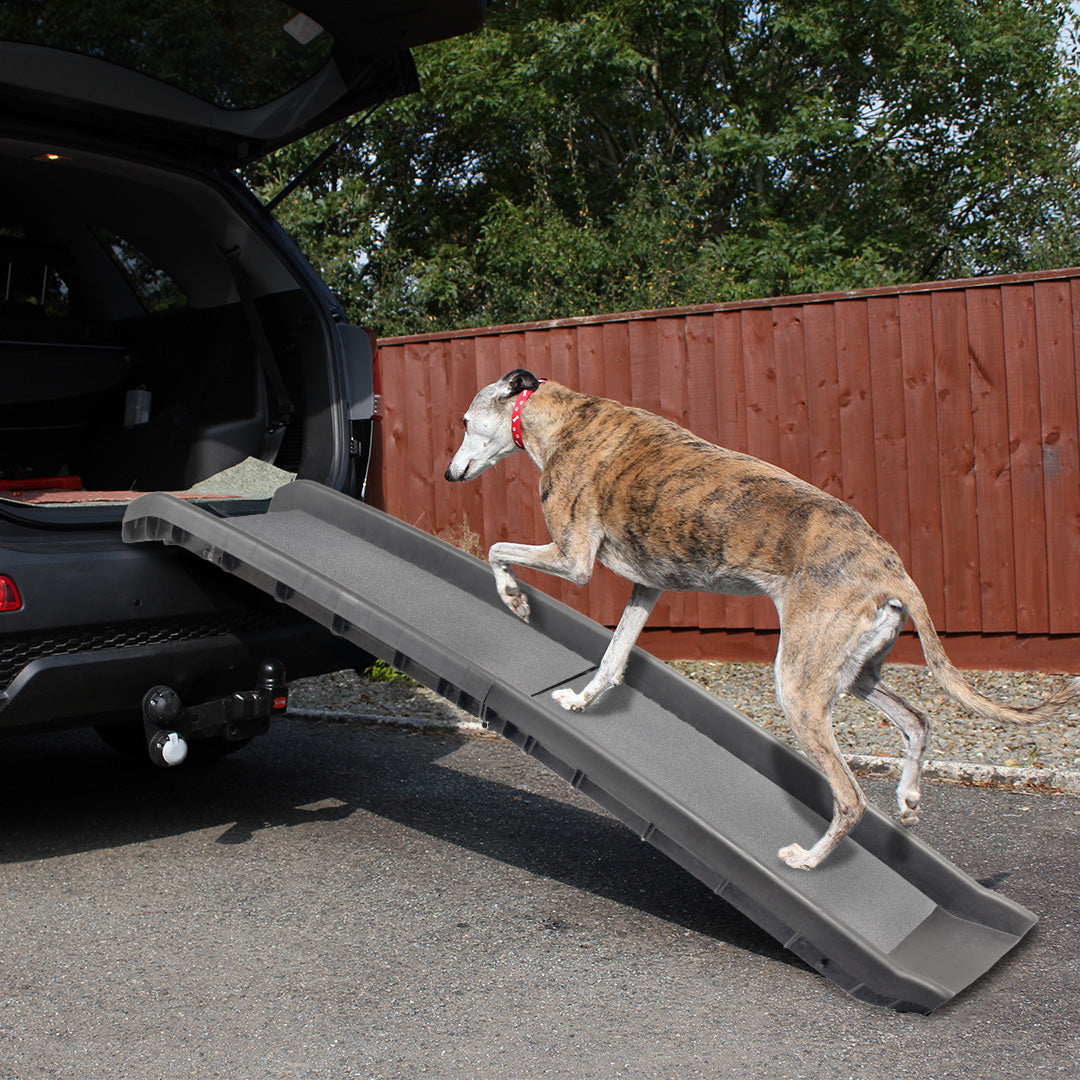 Elevon Folding Pet Ramp, Portable Lightweight, High Traction Surface, 62", Gray - VMInnovations
