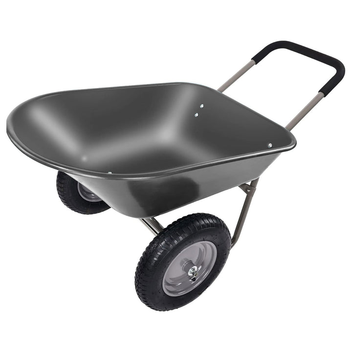 Elevon 2 Wheel Gardening Utility Wheelbarrow, Yard Cart w/ Built-in Stand, Black - VMInnovations