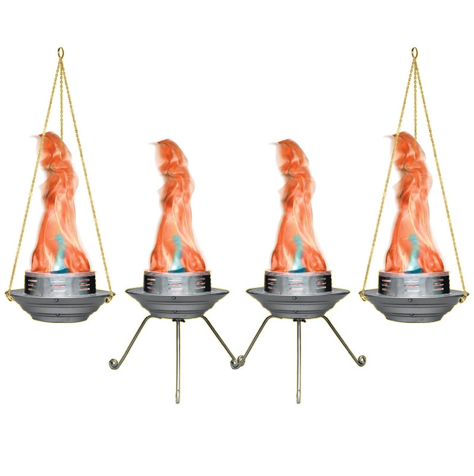 (4) CHAUVET BOB LED DJ Fire/Flame Simulator Lights w/ Table Legs & Hanging Chain