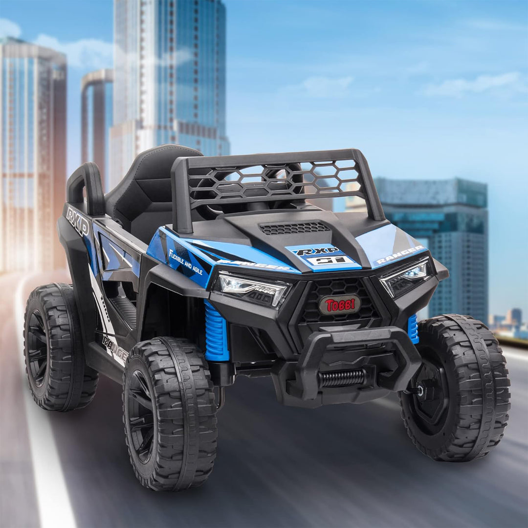 TOBBI 12 Volt Kids Ride on Electric Car Off Road UTV Truck with Horn, Blue - VMInnovations