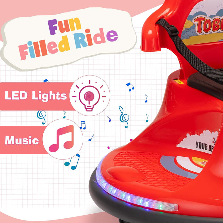 TOBBI 12V Snail Baby Bumper Electric Car, Kids Ride On Toy with Remote, Red - VMInnovations