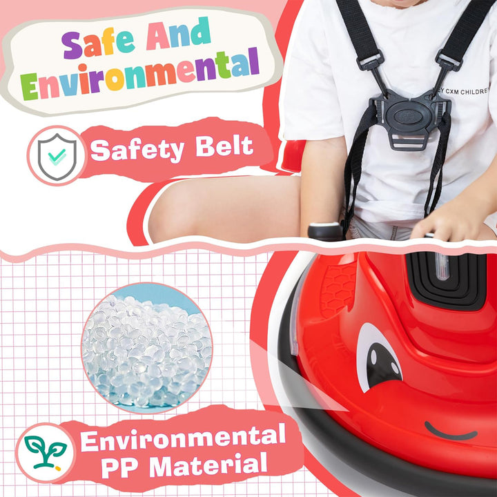 TOBBI 12V Snail Baby Bumper Electric Car, Kids Ride On Toy with Remote, Red - VMInnovations