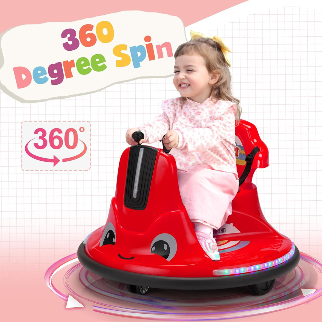 TOBBI 12V Snail Baby Bumper Electric Car, Kids Ride On Toy with Remote, Red - VMInnovations