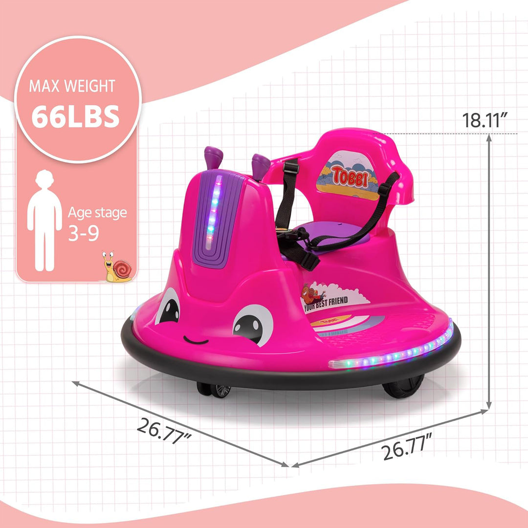 TOBBI 12V Snail Baby Bumper Electric Car, Kids Ride On Toy with Remote, Rose Red - VMInnovations