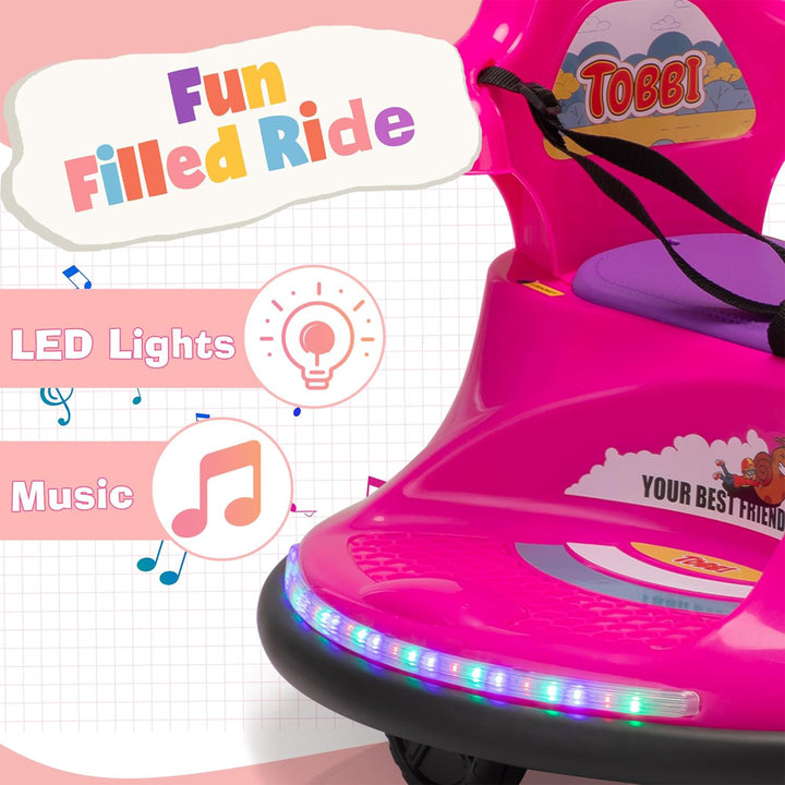 TOBBI 12V Snail Baby Bumper Electric Car, Kids Ride On Toy with Remote, Rose Red - VMInnovations