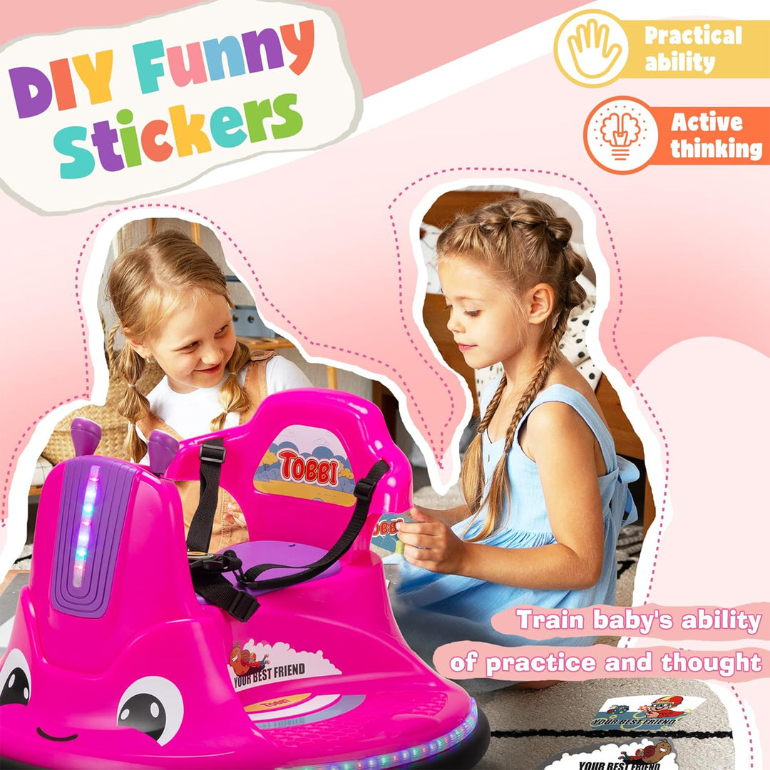 TOBBI 12V Snail Baby Bumper Electric Car, Kids Ride On Toy with Remote, Rose Red - VMInnovations