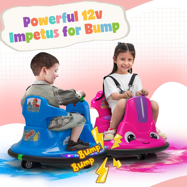 TOBBI 12V Snail Baby Bumper Electric Car, Kids Ride On Toy with Remote, Rose Red - VMInnovations