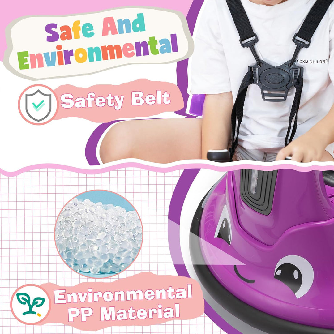 TOBBI 12V Snail Baby Bumper Electric Car, Kids Ride On Toy with Remote, Purple - VMInnovations