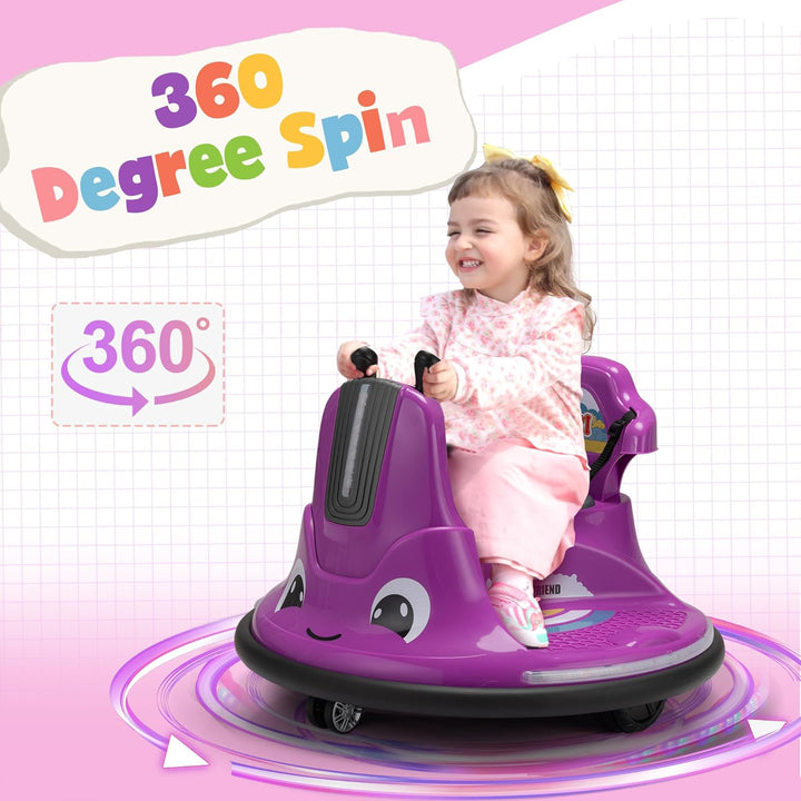 TOBBI 12V Snail Baby Bumper Electric Car, Kids Ride On Toy with Remote, Purple - VMInnovations