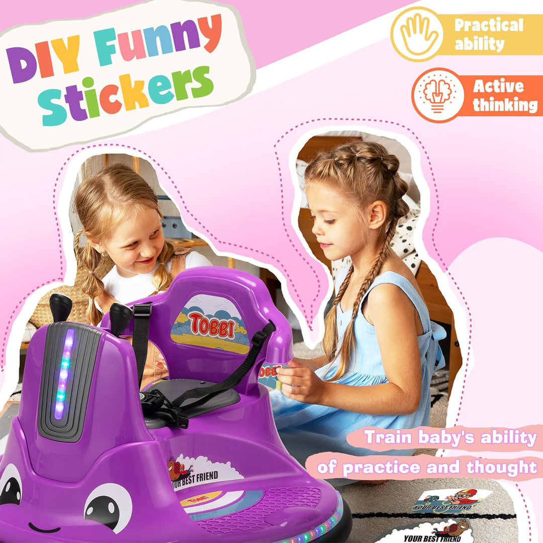 TOBBI 12V Snail Baby Bumper Electric Car, Kids Ride On Toy with Remote, Purple - VMInnovations