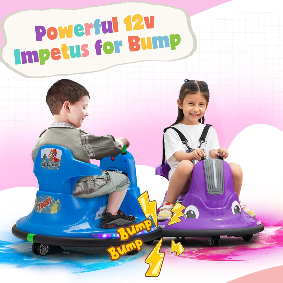 TOBBI 12V Snail Baby Bumper Electric Car, Kids Ride On Toy with Remote, Purple - VMInnovations