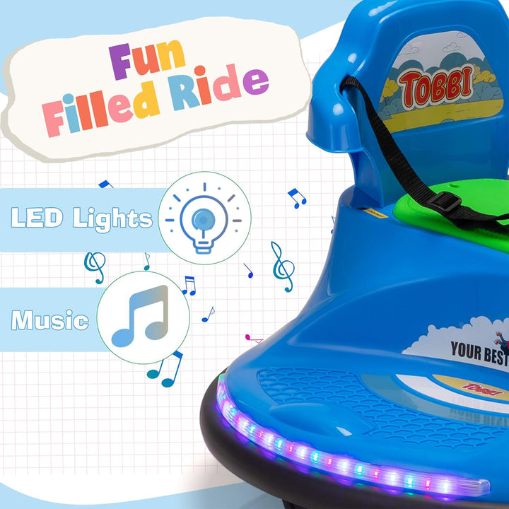 TOBBI 12V Snail Baby Bumper Electric Car, Kids Ride On Toy with Remote, Azure - VMInnovations