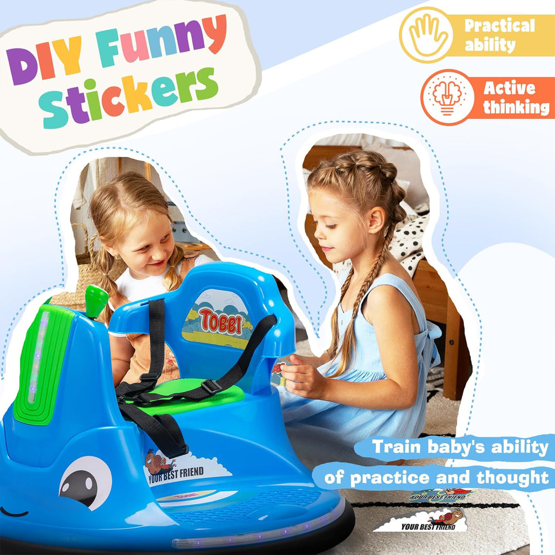 TOBBI 12V Snail Baby Bumper Electric Car, Kids Ride On Toy with Remote, Azure - VMInnovations