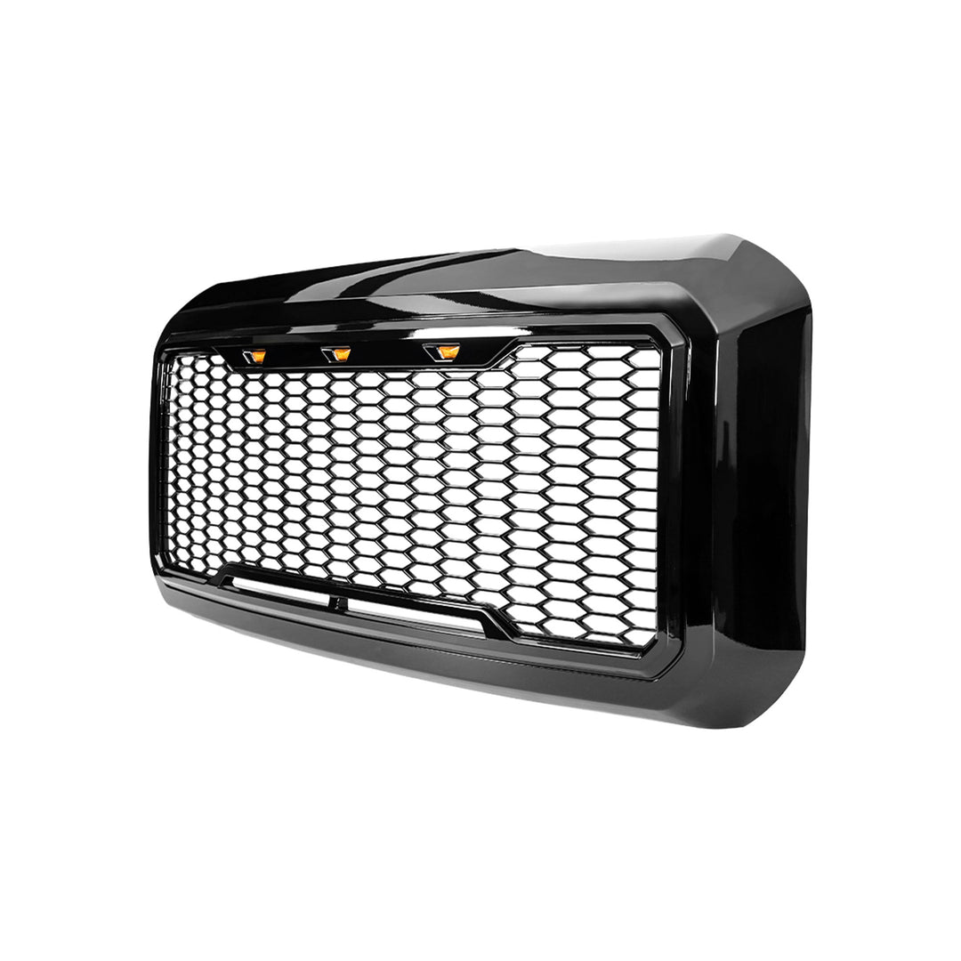 AMERICAN MODIFIED Front Grille for 2011-2016 Ford F250/350/450/550, Glossy Black - VMInnovations