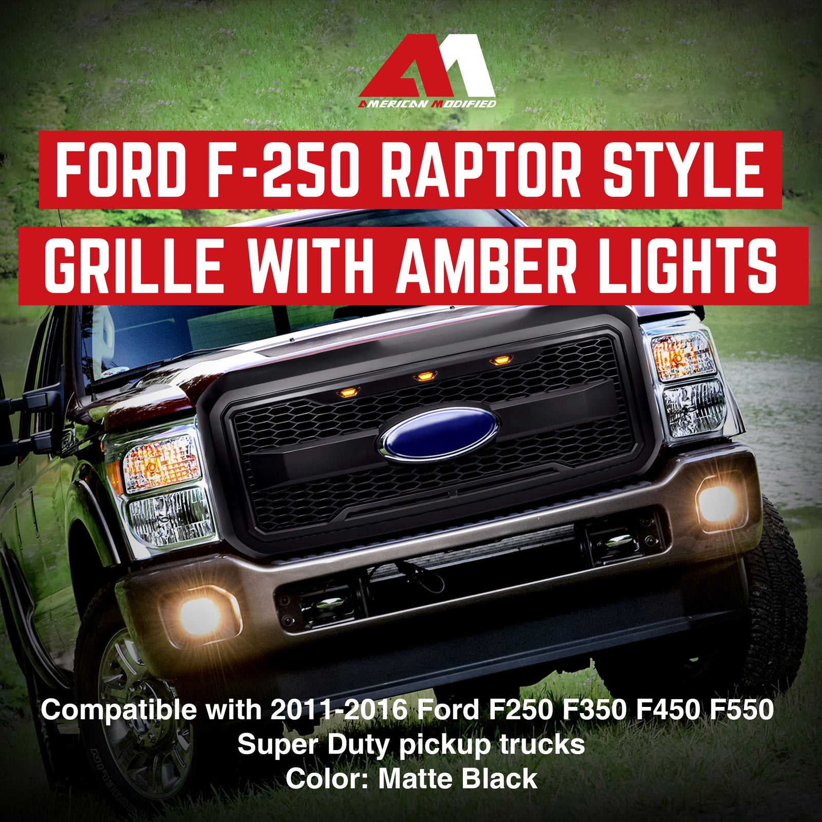 AMERICAN MODIFIED Raptor Style Mesh Grille for 2011-2016 Ford F250/350/450/550 - VMInnovations
