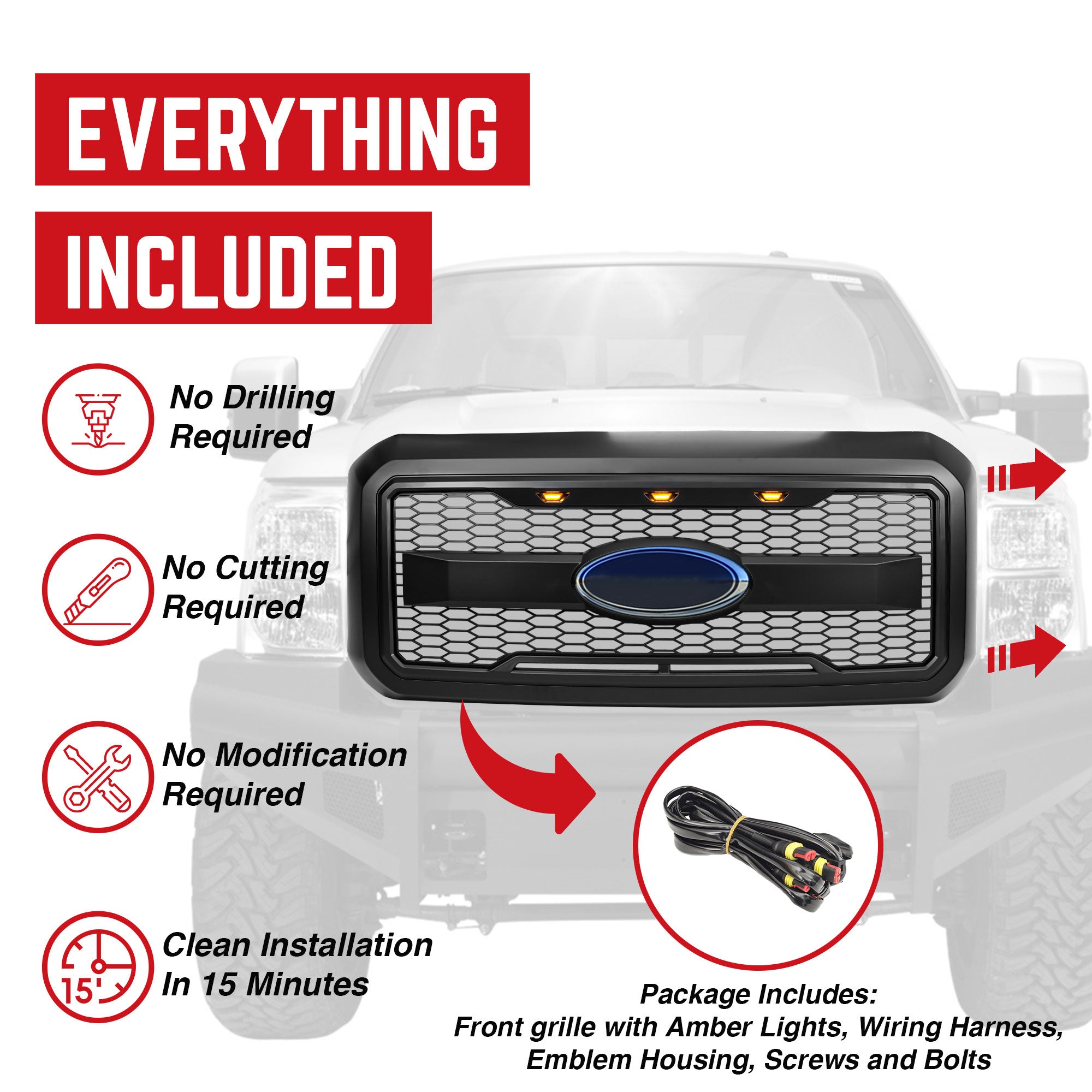 AMERICAN MODIFIED Raptor Style Grille for 11-16 Ford F250/350/450/550 (Open Box) - VMInnovations