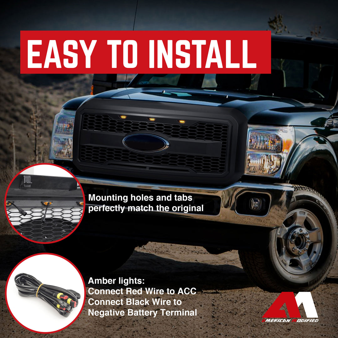 AMERICAN MODIFIED Raptor Style Mesh Grille for 2011-2016 Ford F250/350/450/550 - VMInnovations