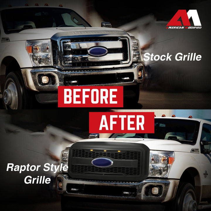 AMERICAN MODIFIED Raptor Style Mesh Grille for 2011-2016 Ford F250/350/450/550 - VMInnovations